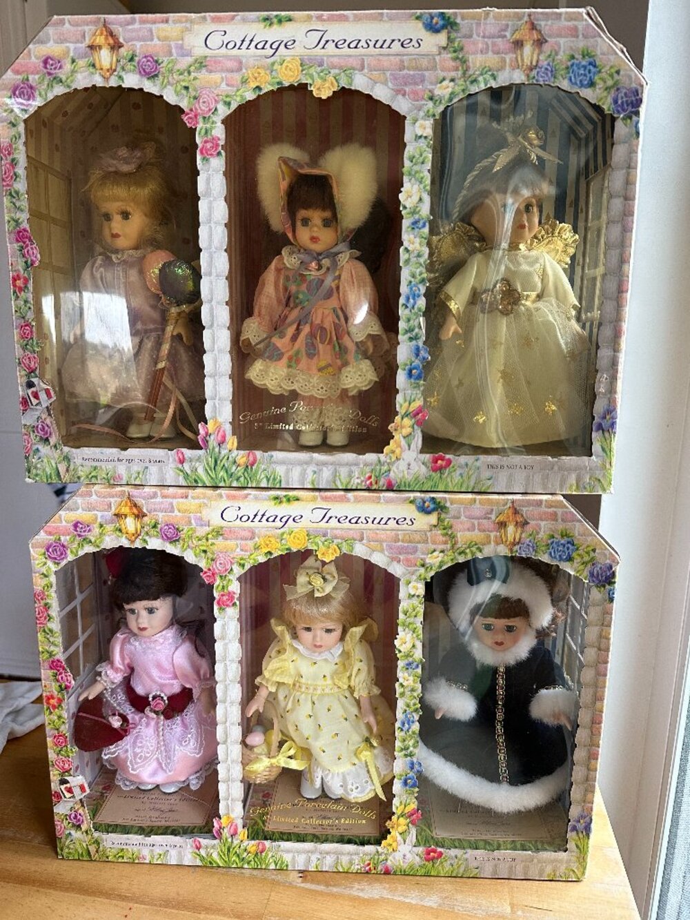 Vintage Cottage Treasures Genuine Porcelain Dolls Set of 3 in Original Box